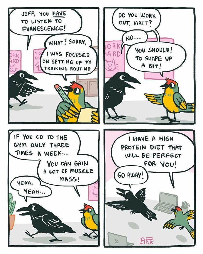 Funny Comics About A Cat Hiring Birds In His Company By This Brazilian Artist (New Pics)