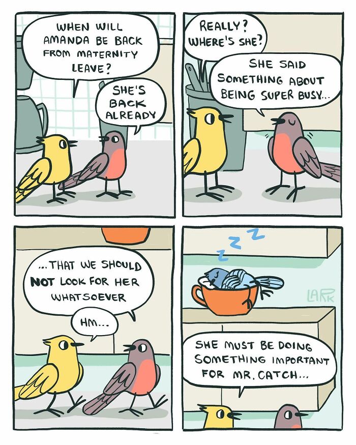 Funny Comics About A Cat Hiring Birds In His Company By This Brazilian Artist (New Pics)