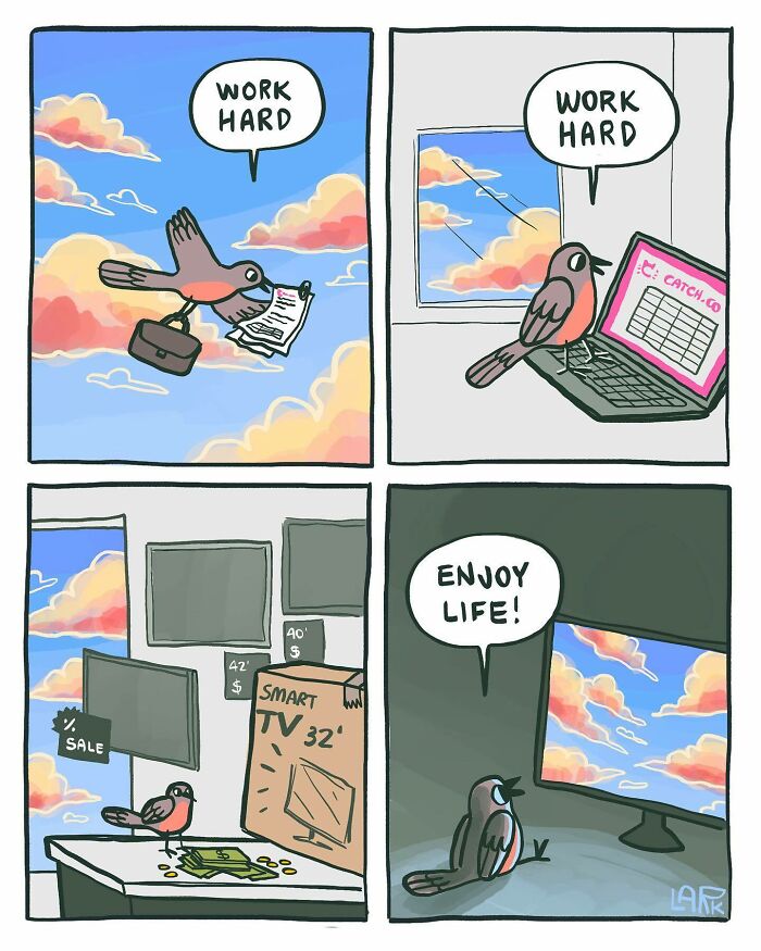 Funny Comics About A Cat Hiring Birds In His Company By This Brazilian Artist (New Pics)