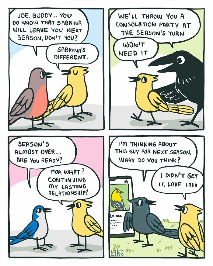Funny Comics About A Cat Hiring Birds In His Company By This Brazilian Artist (New Pics)