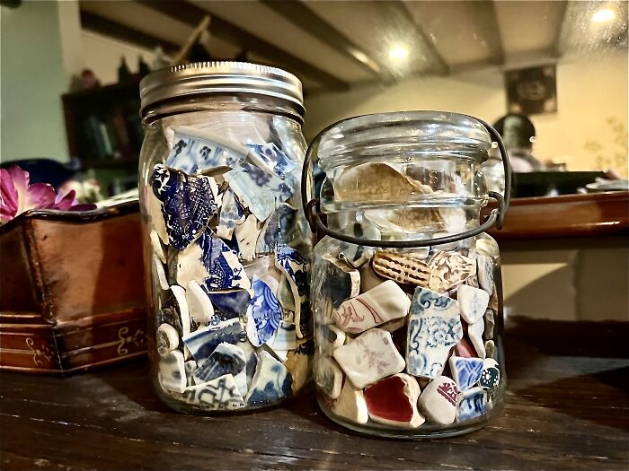 Pottery Shards From A Beach On Lake Erie, Another Beach Near Hong Kong, Shanxi And Shandong, China