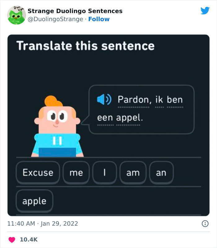 21 Strangest Duolingo Sentences That I Found On This Twitter Page
