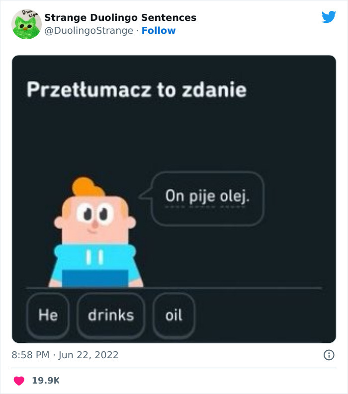 21 Strangest Duolingo Sentences That I Found On This Twitter Page
