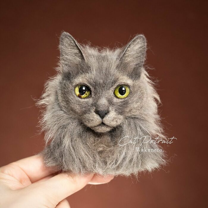Hyper-Realistic 3D Cat Portraits From Felted Wool