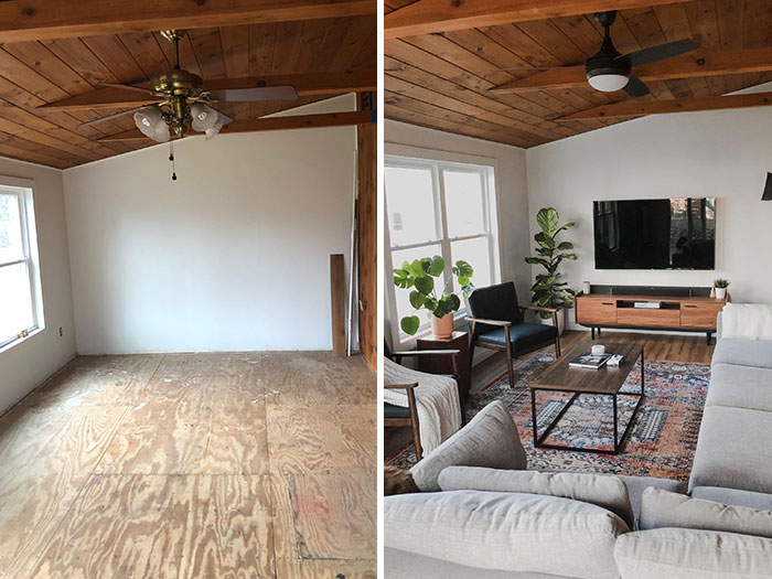 Finally Finished My Living Room. Here’s A Before And After Picture