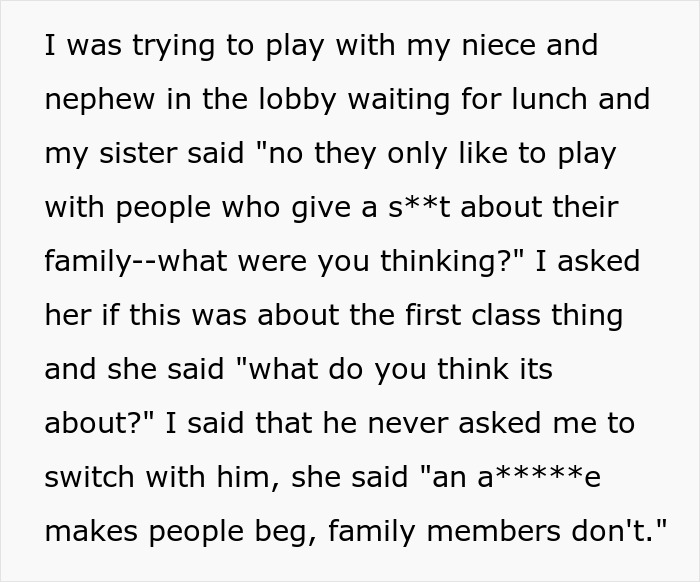 Sis Got A Free Upgrade To First Class On Long Flight, Family Is Furious She Didn’t Give It To Bro Sis Got A Free Upgrade To First Class On Long Flight, Family Is Furious She Didn’t Give It To Bro