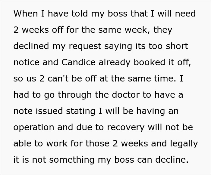 Bride Furious After Her Time Off Was Canceled Due To Coworker’s Surgery - 6