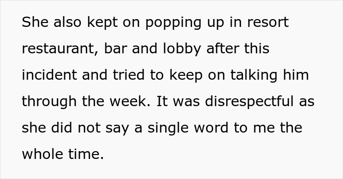 Text excerpt describing a woman causing tension by confronting her husband repeatedly after their argument.