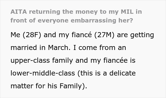 "AITA For Returning The Money To My MIL In Front Of Everyone, Embarrassing Her?" "AITA For Returning The Money To My MIL In Front Of Everyone, Embarrassing Her?"