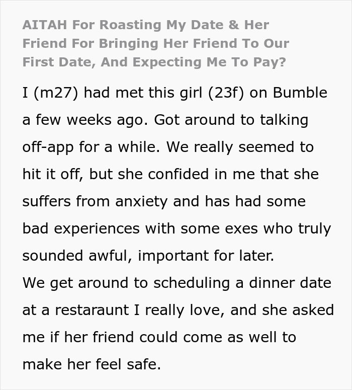 Man Roasts Date After She Brings Her Friend Along Expecting Him To Pay - 2