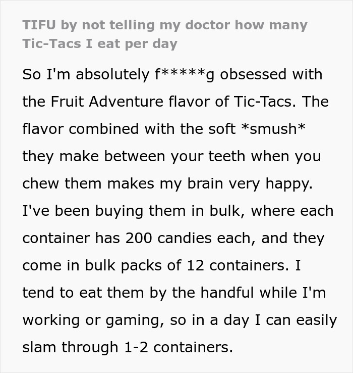 Doctors Puzzle How Person Gained 40lbs, See Them Fiddling With Tic-Tacs: &ldquo;They're 0 Calories&rdquo;