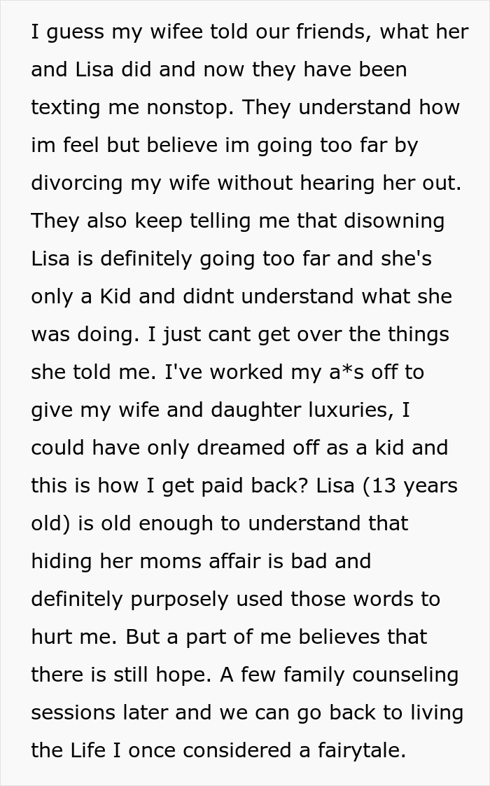 Man Accused Of Going Too Far By Disowning Adopted Daughter As She Preferred Mom&rsquo;s Affair Partner 