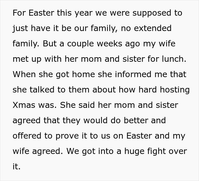 Husband Is Fed Up With Hosting Holidays For Wife's Fam, Ends Up Leaving Her Alone For Easter - 7