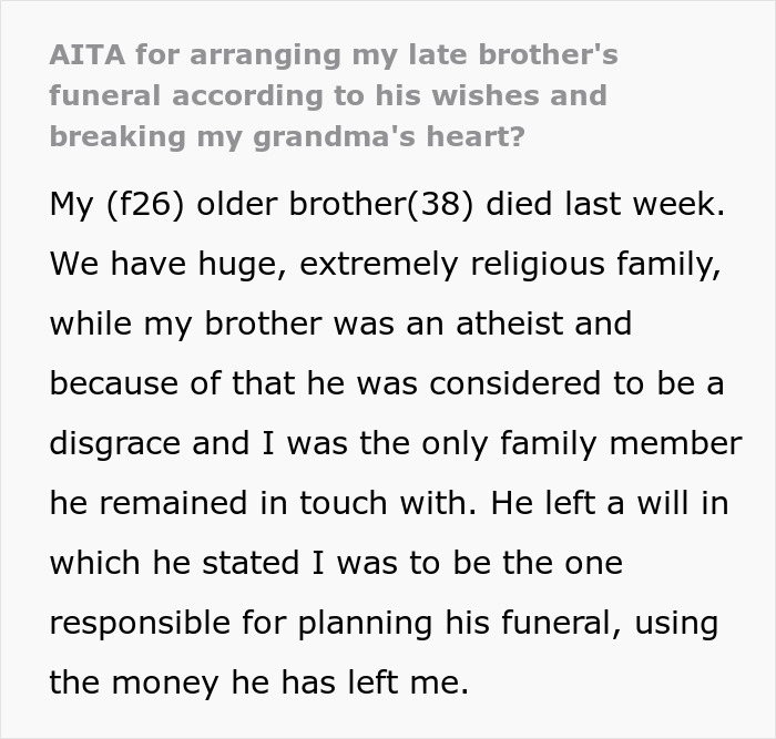 Funeral Causes Family Drama After Sister Follows Her Atheist Brother&rsquo;s Last Wish