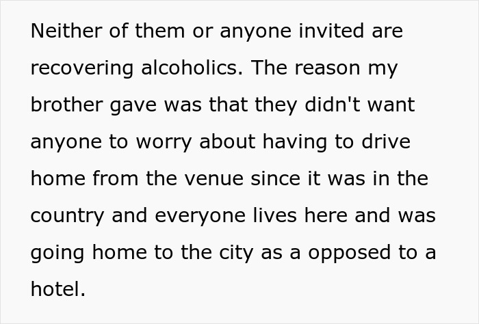 "He Was Tacky And Rude": Sister Freaks At Brother's Alcohol-Free Wedding "He Was Tacky And Rude": Sister Freaks At Brother's Alcohol-Free Wedding