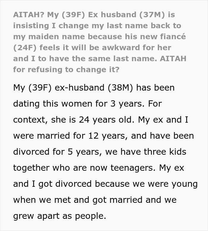 Woman Refuses To Share Last Name With Fiancé’s ‘Intimidating’ Ex, Demands She Change It - 2