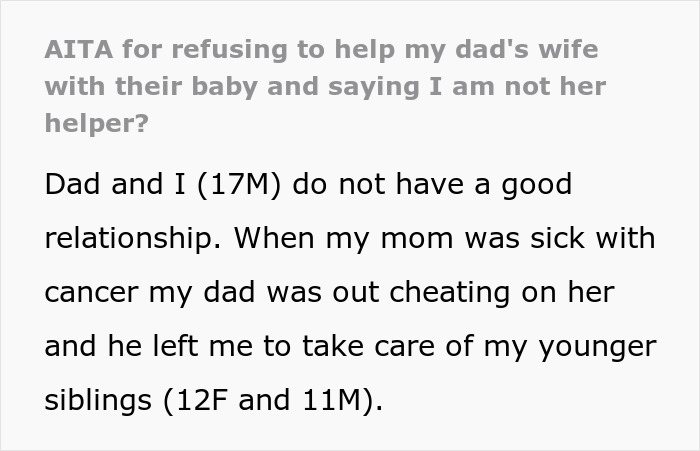 Teen Called Disgusting For Refusing To Take Care Of Newborn Baby That Came From His Dad’s Affair - 2