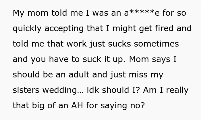 “Suck It Up”: Nanny Confronts Mom After Being Forced To Miss Sister’s Wedding - 10