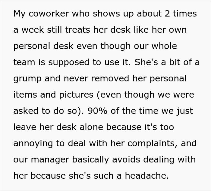 Person Gets Revenge On Office 'Karen' Who Complained People Were Using 'Her' Shared Desk