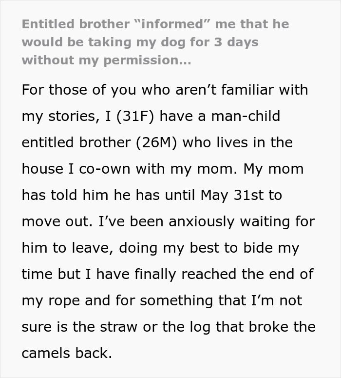 Woman Is Horrified Brother Wants To Take Dog On His Fishing Trip, Runs Away To Fiancé With It Woman Is Horrified Brother Wants To Take Dog On His Fishing Trip, Runs Away To Fiancé With It