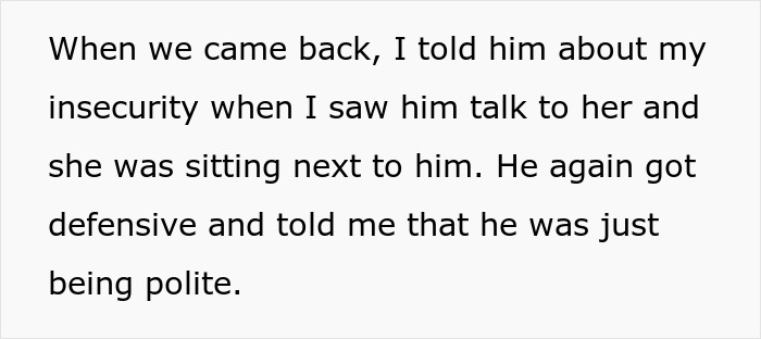 Text showing a woman expressing insecurity to her husband, who responds defensively while she seeks to prove she's right.