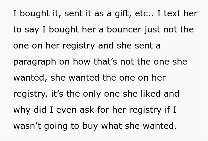 Person Gets A Different Gift For A Pregnant Friend Than On Registry, Ends Up Having To Cancel It - 5