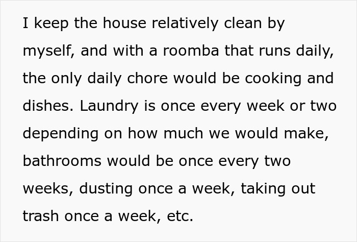 Person Happy To Have A SAH Partner If They Commit To 40 Hours Of Chores, Drama Ensues - 5