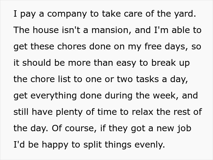 Person Happy To Have A SAH Partner If They Commit To 40 Hours Of Chores, Drama Ensues - 6
