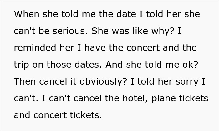 "AITA For Choosing A Concert Over My Best Friend's Wedding?"