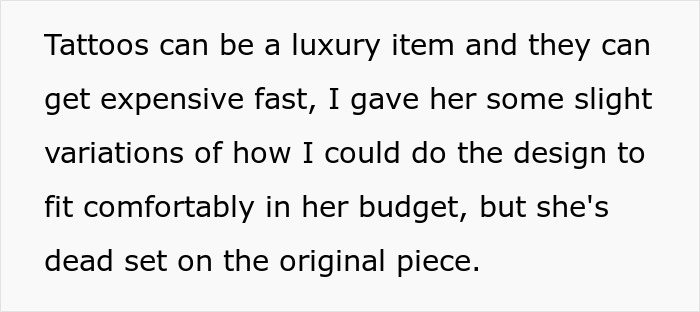 Artist discussing overpriced memorial tattoo design options with client. Artist discussing overpriced memorial tattoo design options with client.
