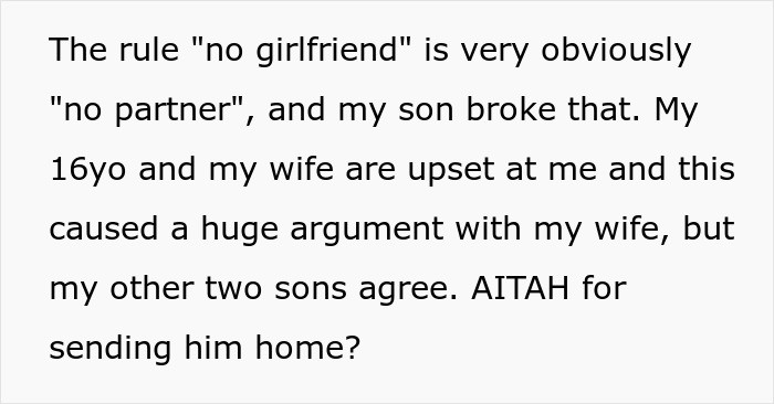 Parent Asks If They&rsquo;re The Jerk For Sending Son Home From Boy&rsquo;s Trip After He Brought His BF