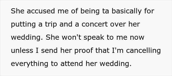 "AITA For Choosing A Concert Over My Best Friend's Wedding?"