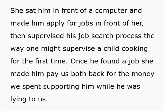 Woman Exposes Her Ex’s Lies About ‘Searching For Work’ To His Mom, She Forces Him To Apply For A Job Woman Exposes Her Ex’s Lies About ‘Searching For Work’ To His Mom, She Forces Him To Apply For A Job