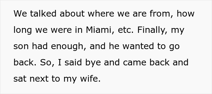 Text excerpt describing a husband and wife conversation, highlighting a son's wish to return, shared during a family discussion.