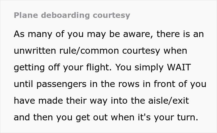 Man Hates 'Line Cutters' When Deboarding A Plane, Decides To Teach Them A Lesson
