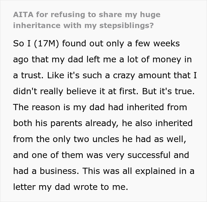 Teen Unexpectedly Inherits A ‘Crazy’ Inheritance From Dad, Drama Ensues When Mom Finds Out - 2