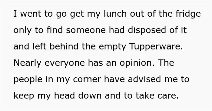 Woman Left In Tears After Coworker Demands She Stop Feeding Him - 31
