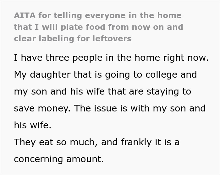 Mom Is Sick And Tired Of Cooking Extra Food For Glutton Son And DIL, Decides To Label The Leftovers - 2