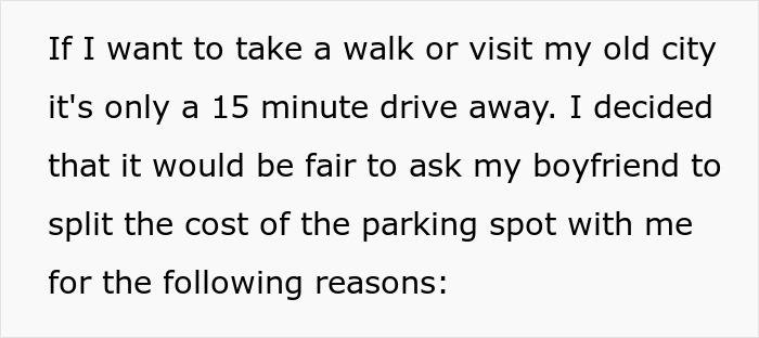 BF Refuses To Help Pay For Parking Spot Since He Doesn't Drive, Leaves GF Confused