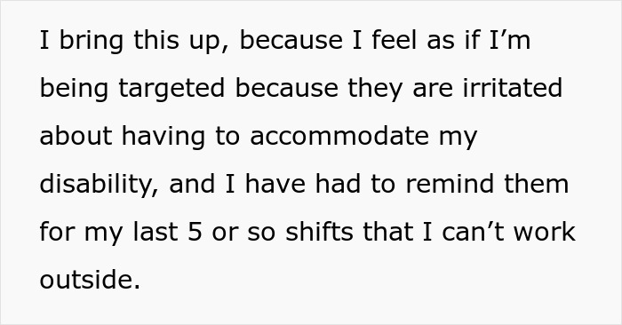 Woman Feels She Is Being Targeted At Work For Being Disabled When Manager Makes Fuss About Her Bra 