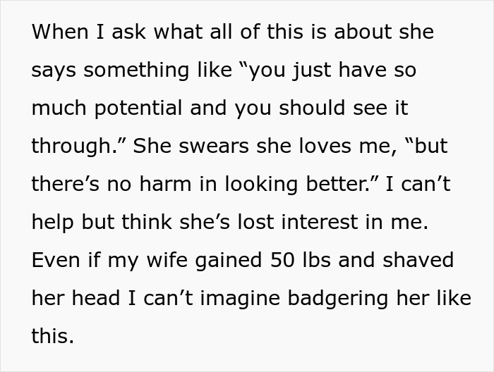 "Who I Was When We Met/Married Is No Longer Good Enough For Her": Wife Wants Husband To Glow Up