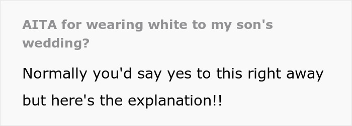 Mom Wears White To Son's Wedding, People Call Her Out
