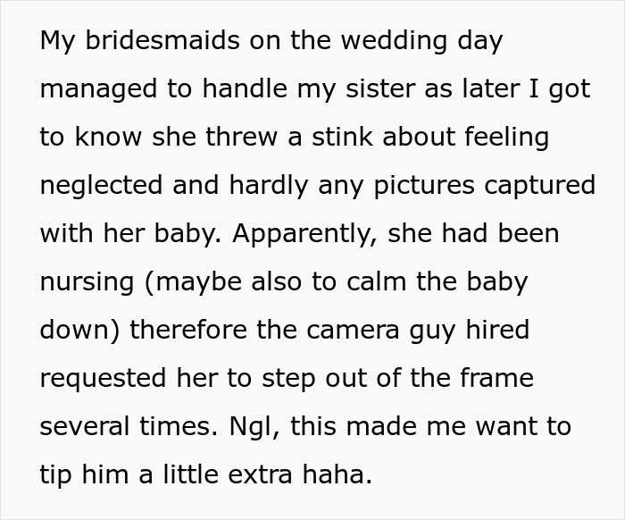 Bride Dislikes Sister's 'Exhibitionism' While Breastfeeding, Seats Her Aside At The Ceremony Bride Dislikes Sister's 'Exhibitionism' While Breastfeeding, Seats Her Aside At The Ceremony