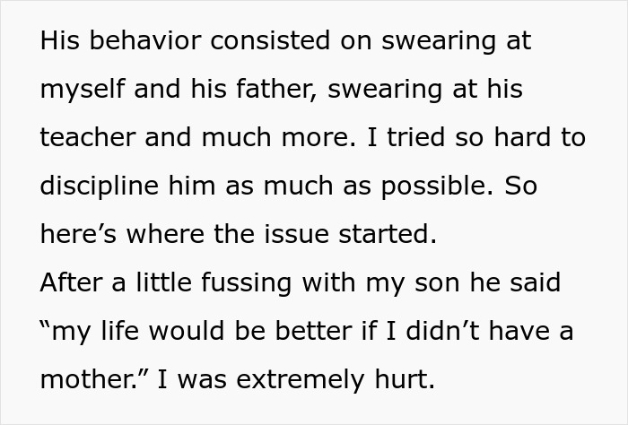 Text excerpt about a teen's behavior and discipline issues before becoming an exemplary son after his mother&rsquo;s punishment.
