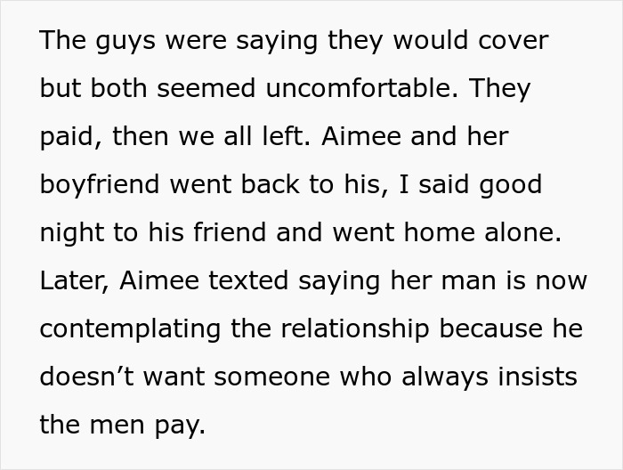 Woman Suggests To Split The Bill On Double Date, Gets Blamed For Causing A Breakup