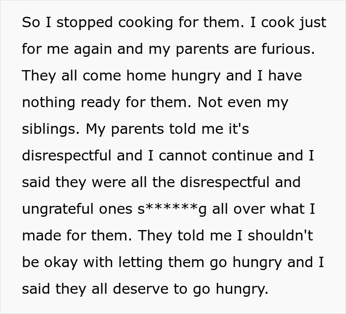 Teen Can't Keep Up With Family's Food Preferences, Starts Cooking Only For Himself, It Angers Family