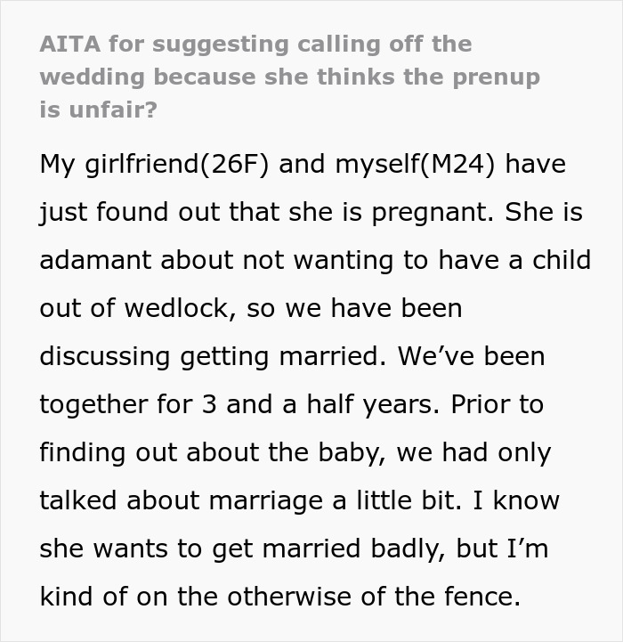 Pregnant Woman Thinks Prenup Is Unfair, Guy Halts The Wedding