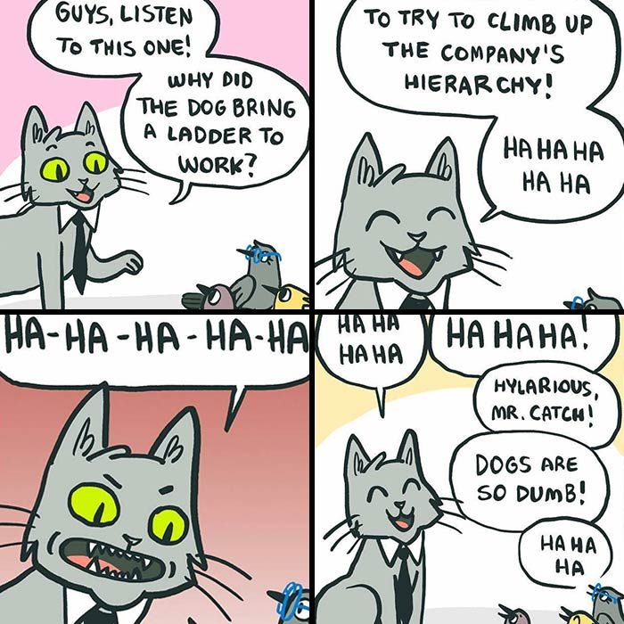 Corporate Comedy: 37 Comics About A Workplace Where Birds Work For A Cat Boss, By This Artist (New Pics)