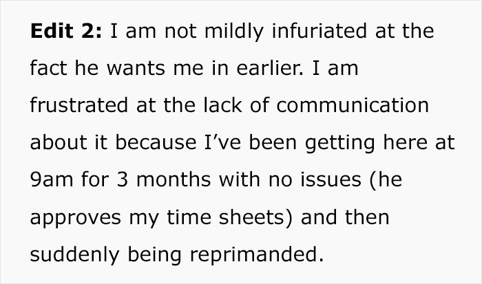 Employee Refuses To Follow Boss's Demands To Show Up Earlier - 9