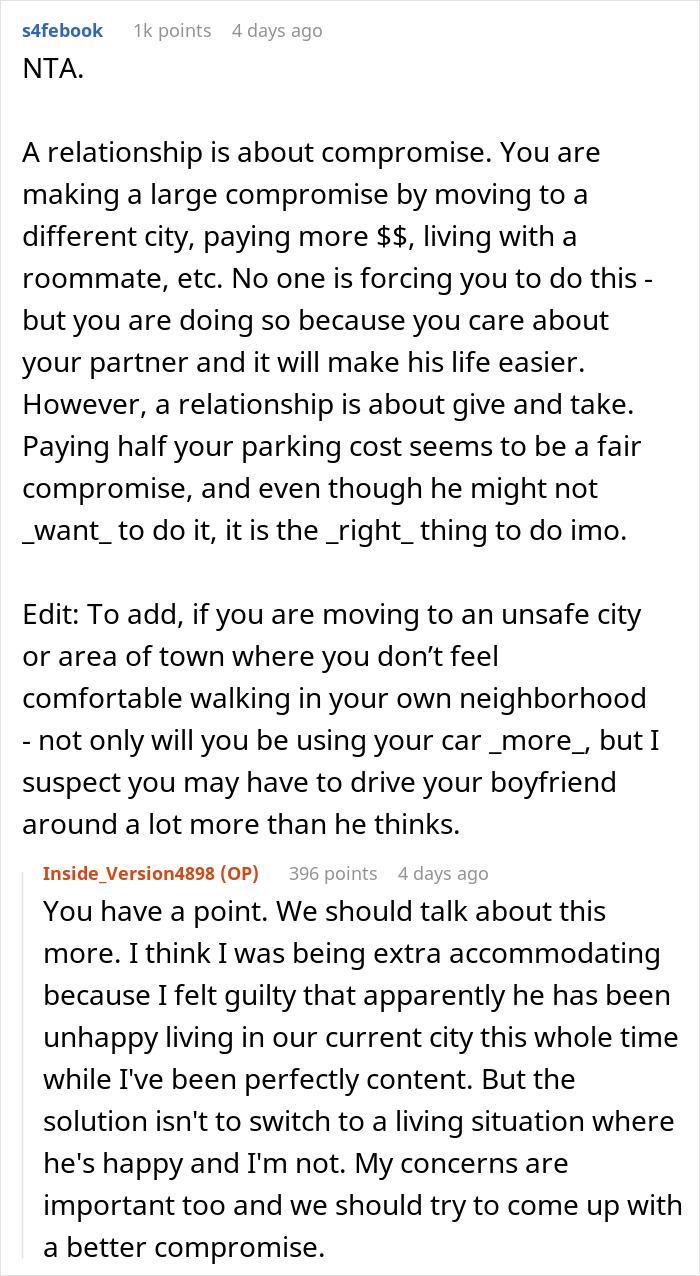 BF Refuses To Help Pay For Parking Spot Since He Doesn't Drive, Leaves GF Confused